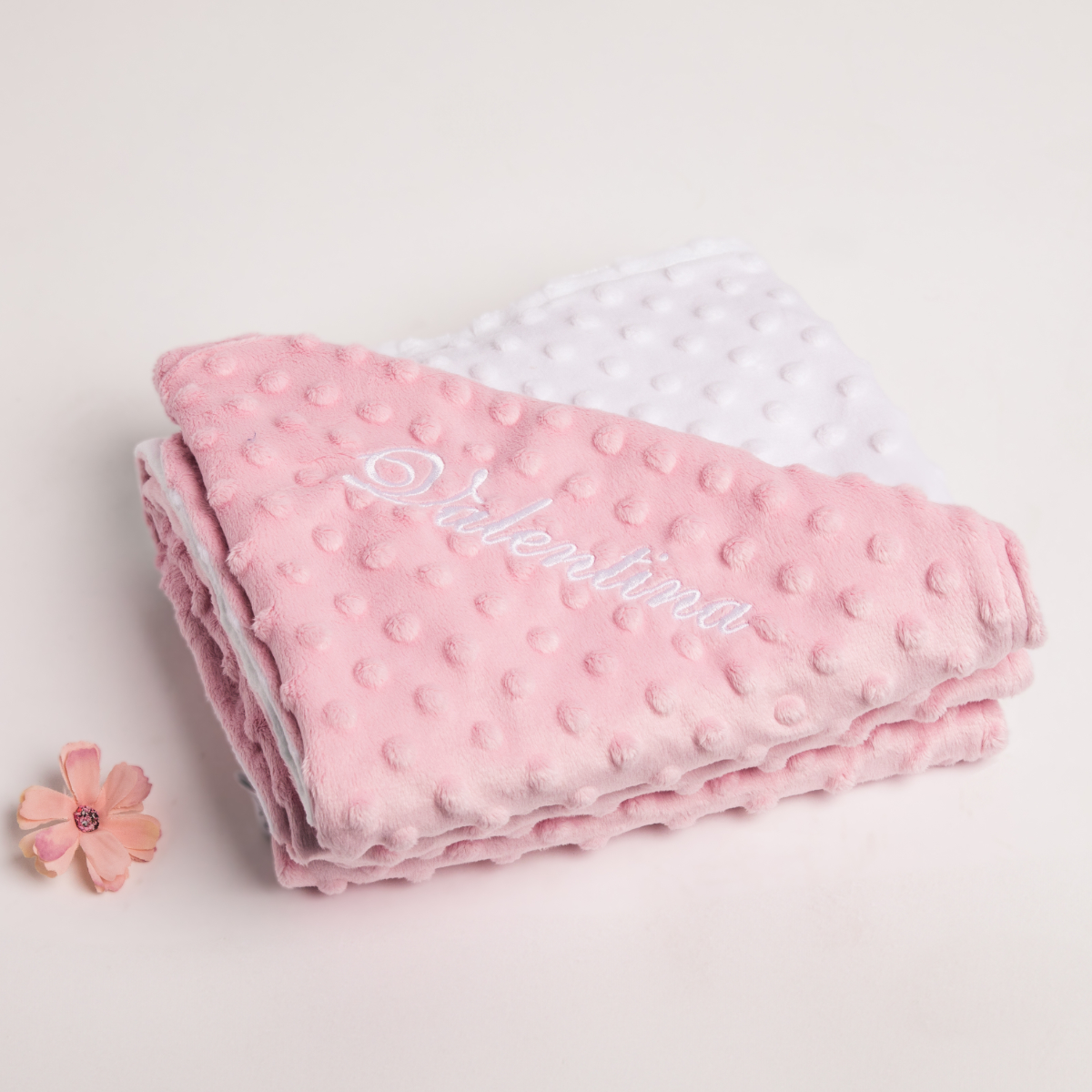 Minky-Decke, Baby-Decke, Rosa, Noppige Textur, Namenstickerei