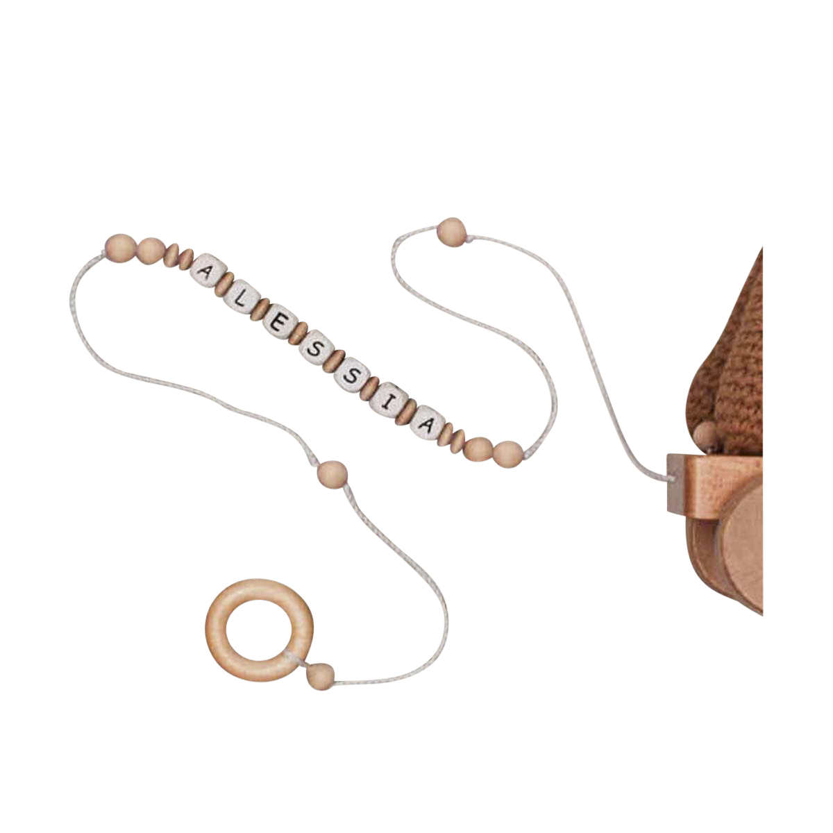 wooden beads, Halskette, Rundperle, Schnurperlen, Buchstabenperlen