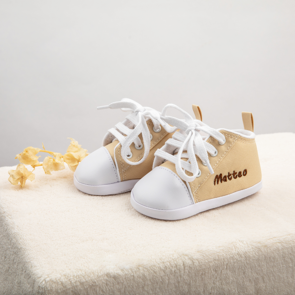 Baby Schuhe, Sneaker, Canvas, Beige, Personalisierte Schrift