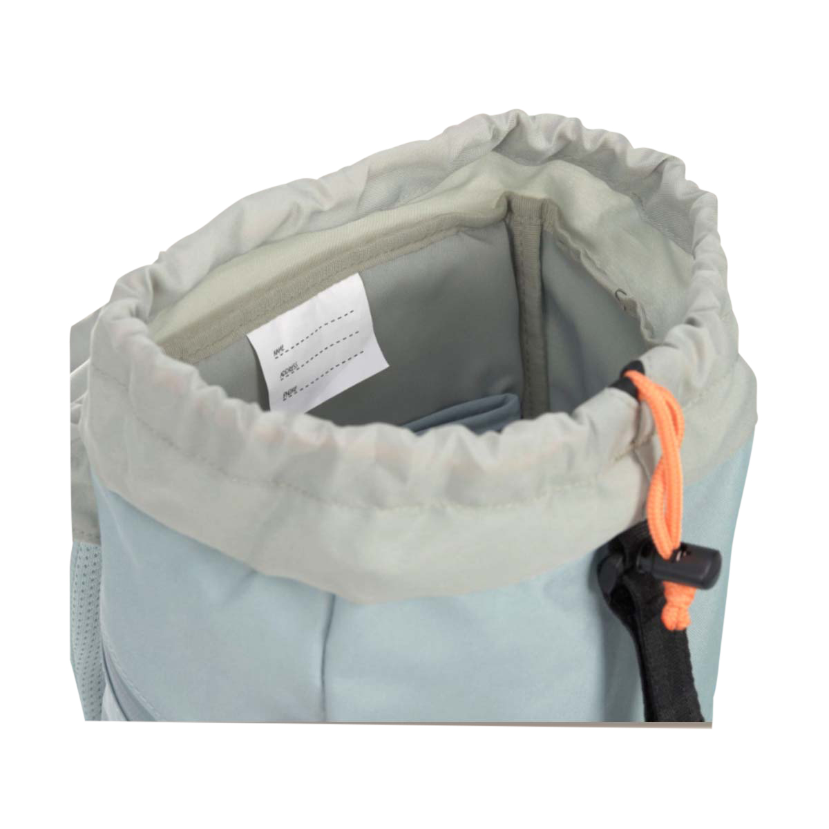 drawstring, tasche, hellblau, gepolstert, kapuze