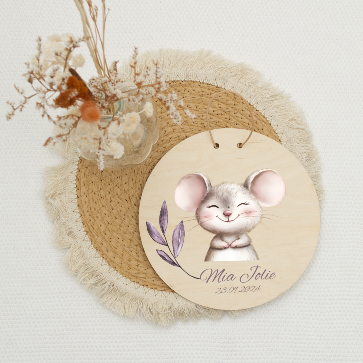 Holzschild, Maus Design, Kleines Schild, Geburtstagsdeko, Personalisierte Dekoration