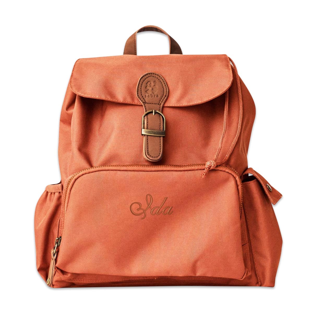 Rucksack, Orange, Vordertasche, Schnalle, Logo Prägung