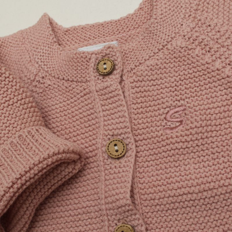 Cardigan, Gestricktes, Rosa, Knöpfe, Stickerei