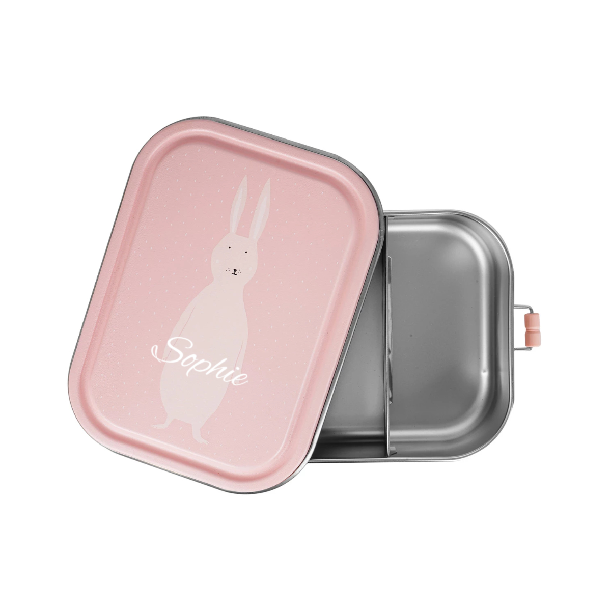 Lunchbox, Tin box, Pink, Rabbit, Personalized