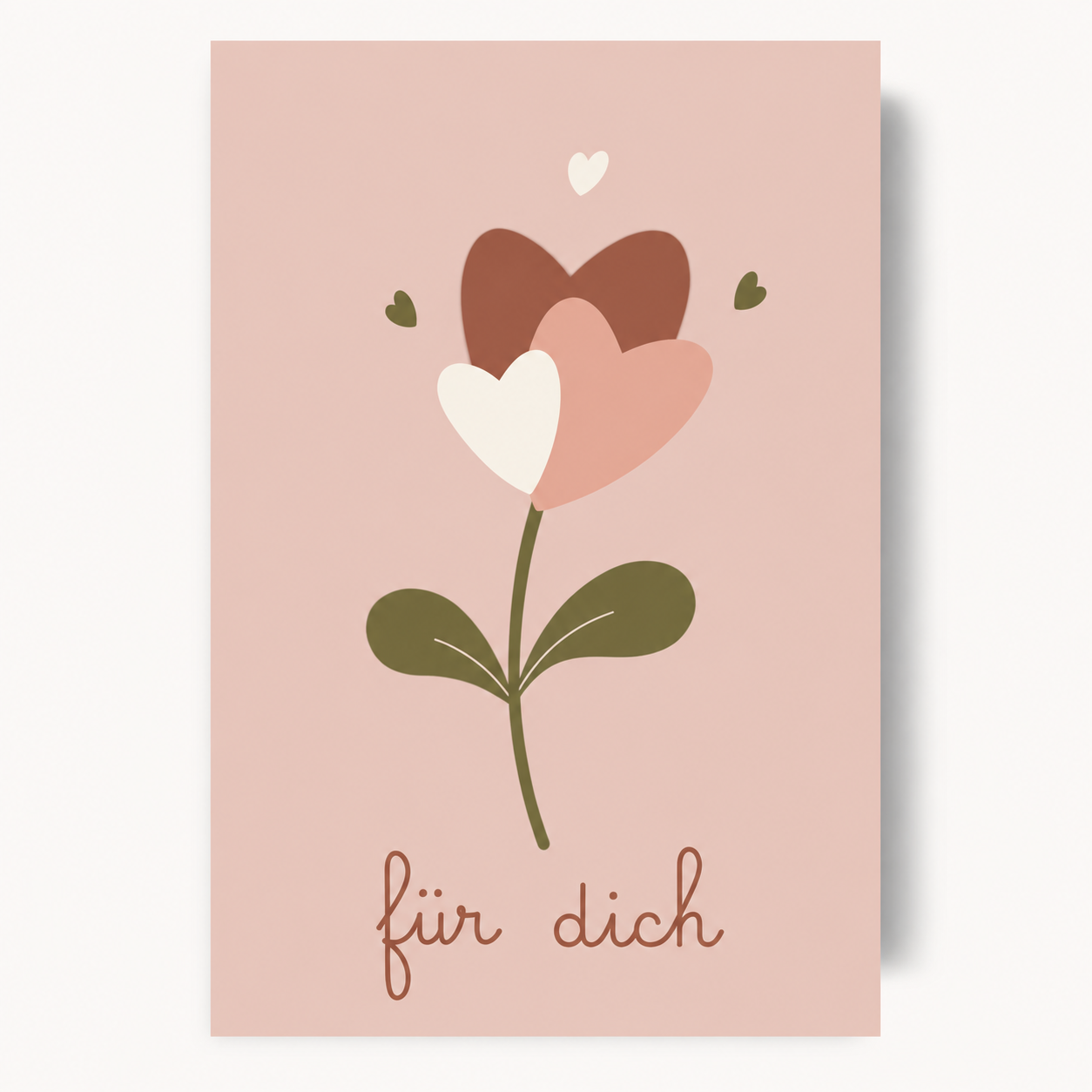 Herzblume, Rose, Blumenkarte, Grußkarte, Pink