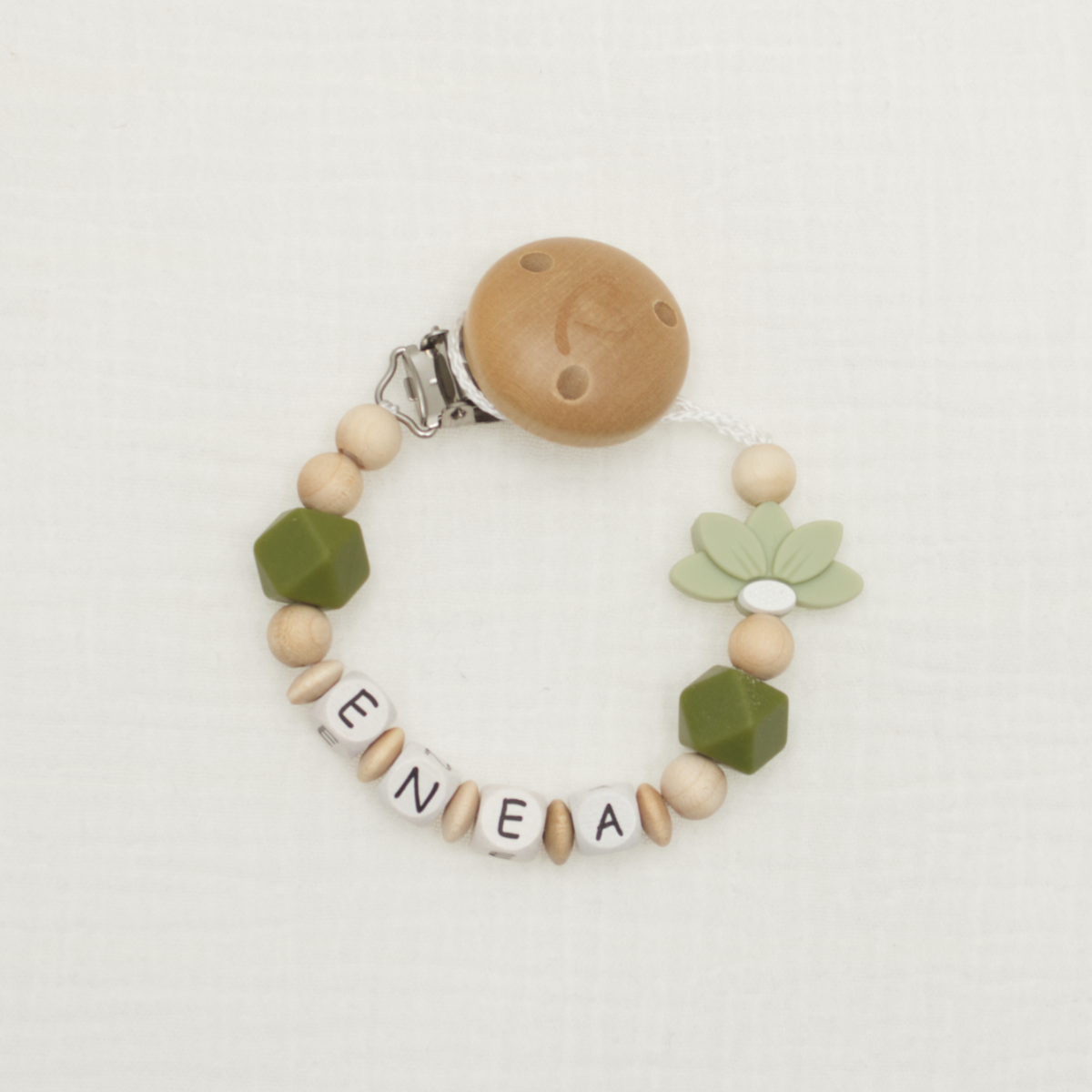 Schmuck, Baby-Accessoire, Beißring, Holzperlen, Name-Band