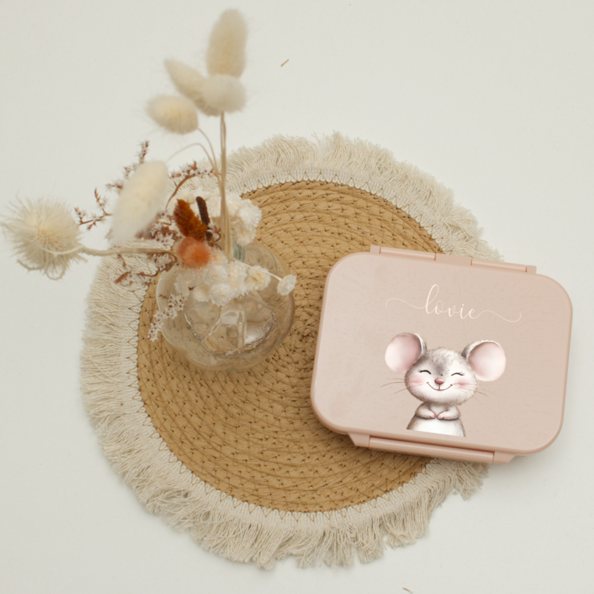 baby, box, mouse, pink, straw hat