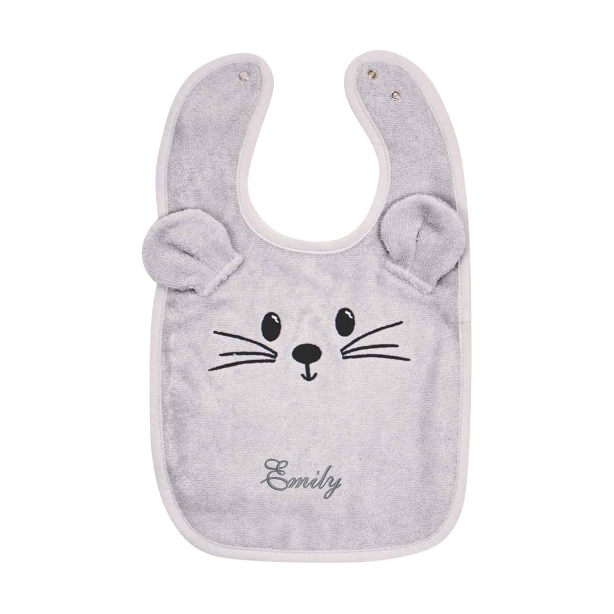Baby, Bibs, Katzengesicht, Lavendel, Stickerei