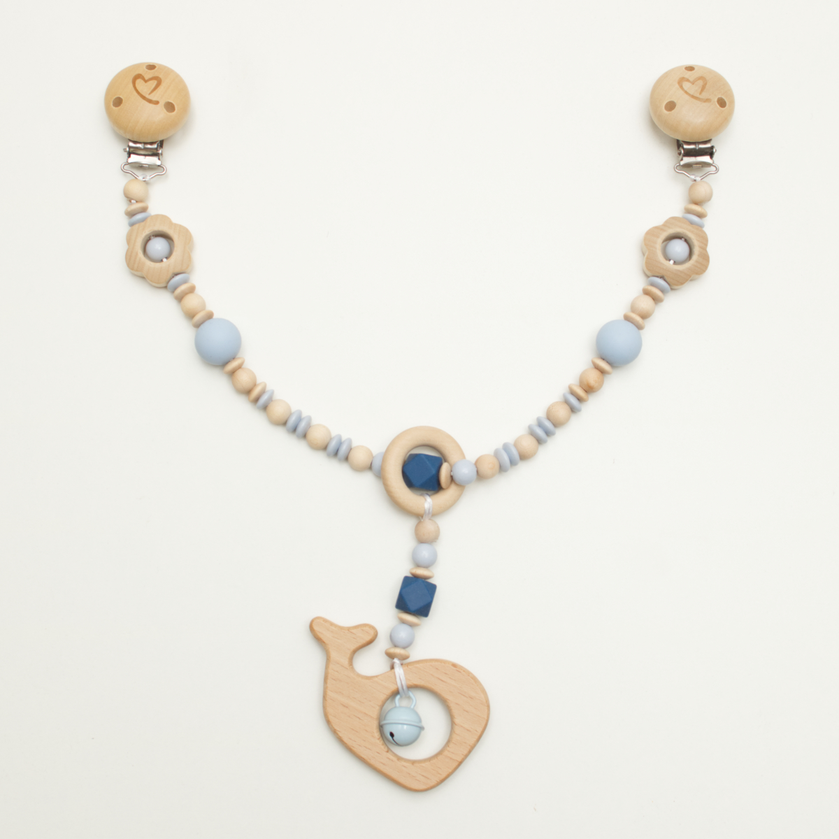 holz, baby-kette, perlender-stil, bleu, halskette