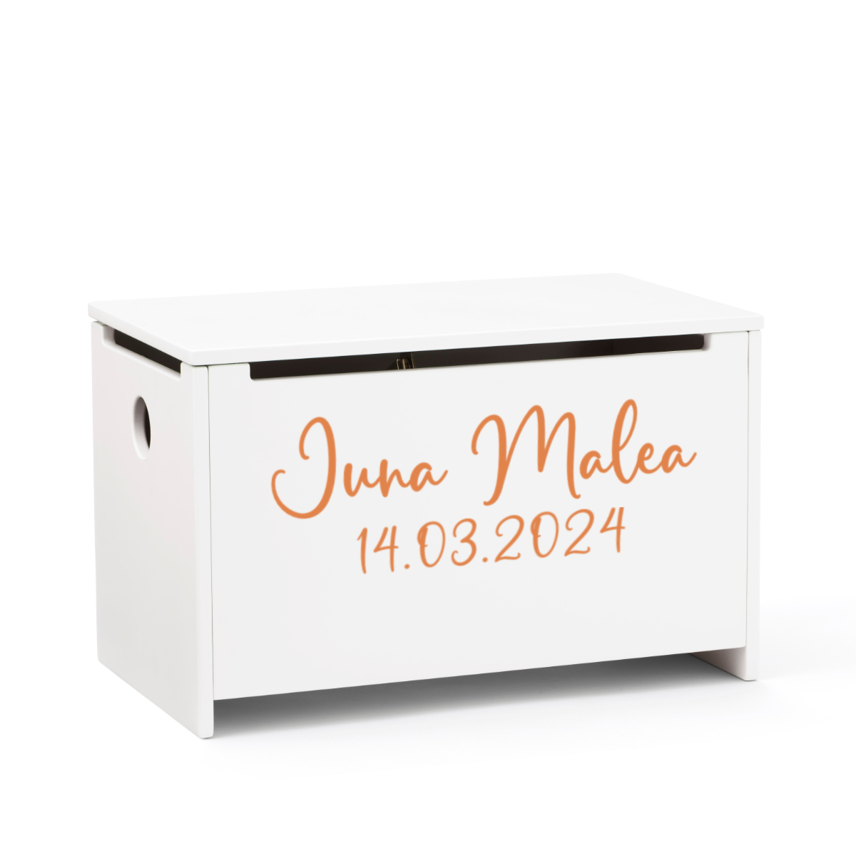 Kiste, Aufbewahrungsbox, Holzkiste, Personalisierte Box, Schriftzug Orange