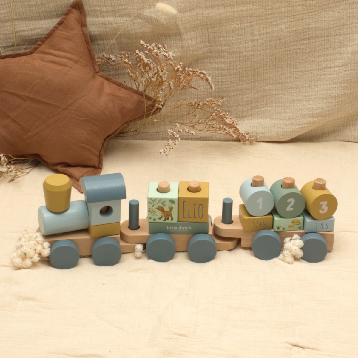 Holzspielzeug Zug, Holzspielzeug, Babyzug, bunte Blöcke, Zahlen 1 2 3