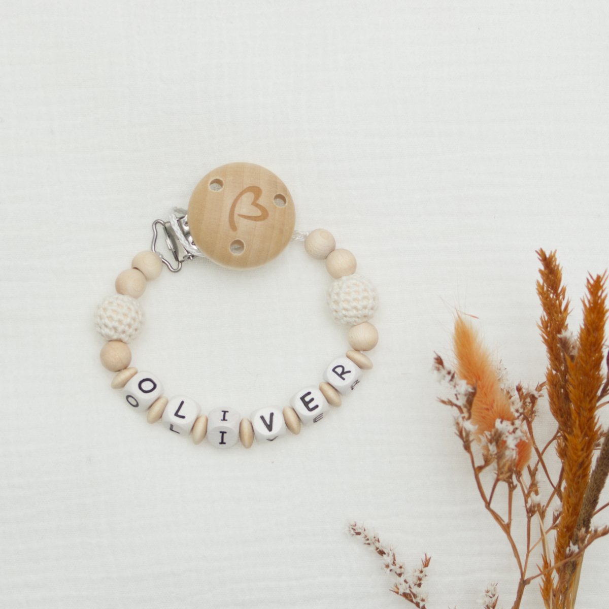 baby, Klammer, Perlen, Holz, Geburtsgeschenk