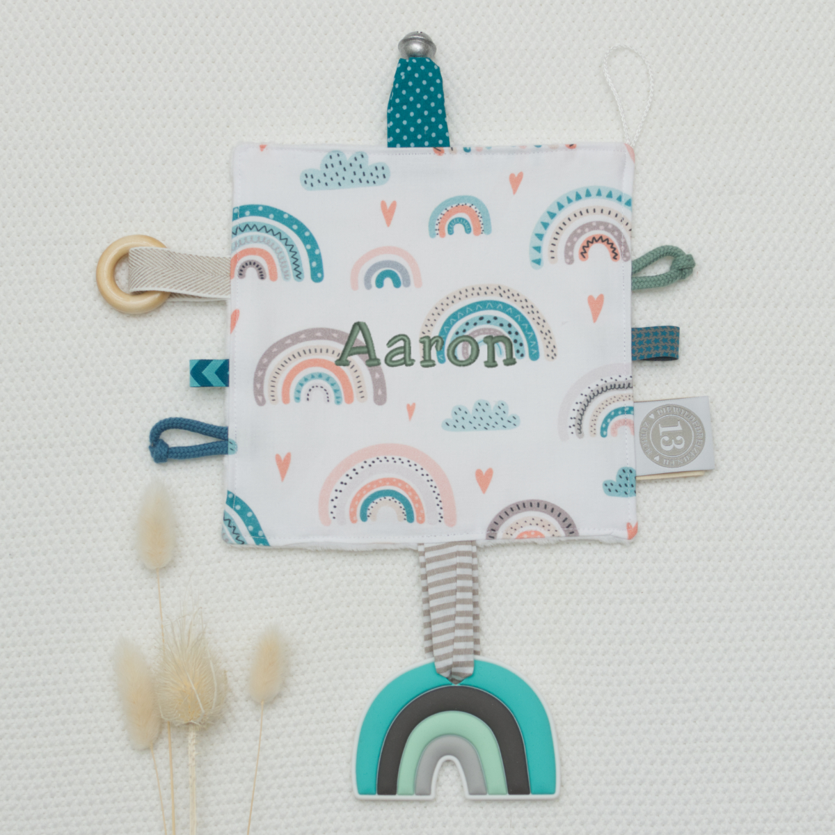 baby, sensorisch, weich, regenbogen, Name Aaron