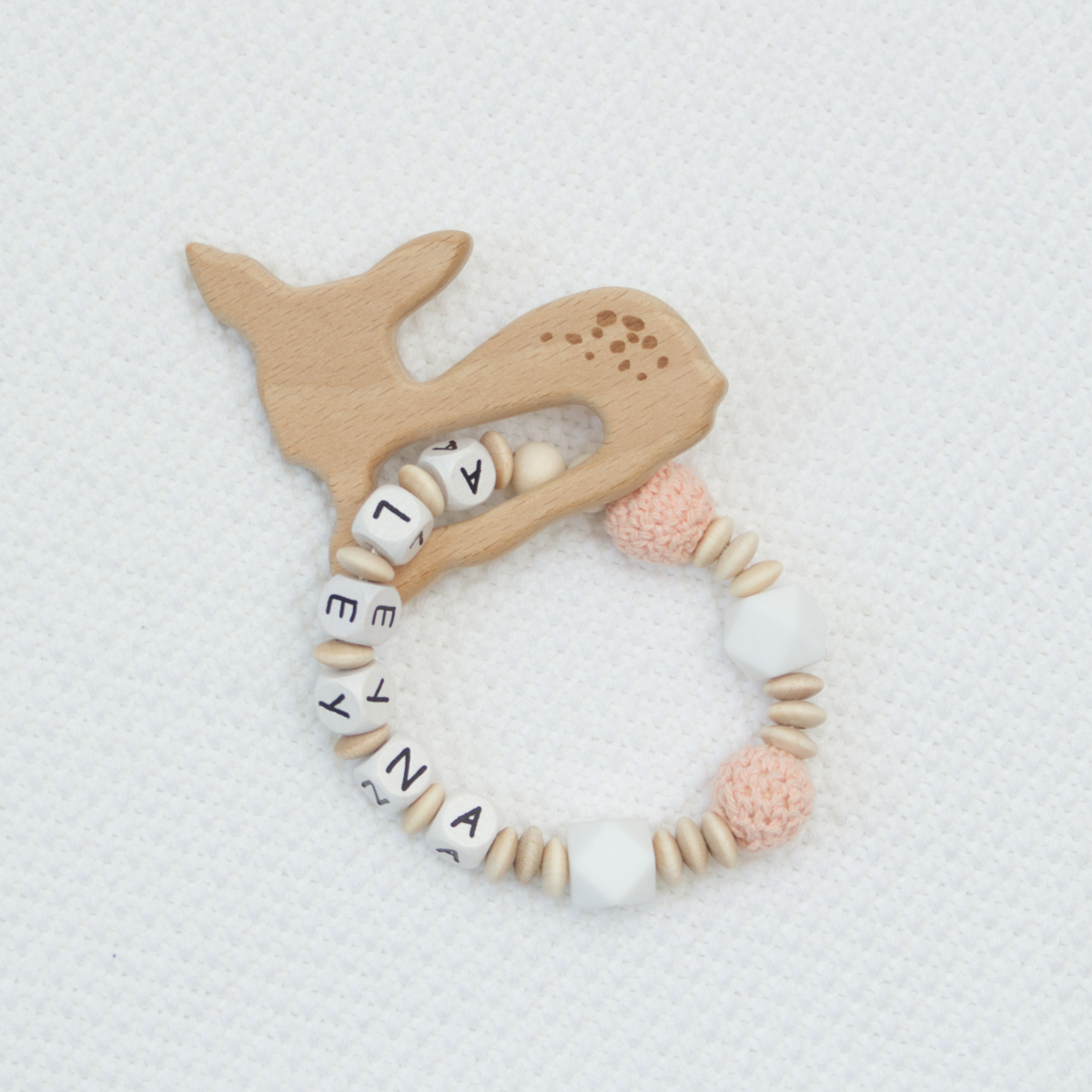 holz,  babys bracelet, baby teething, beads, monogram