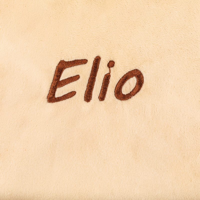 logo, Elio, Stickerei, braun, Stoff