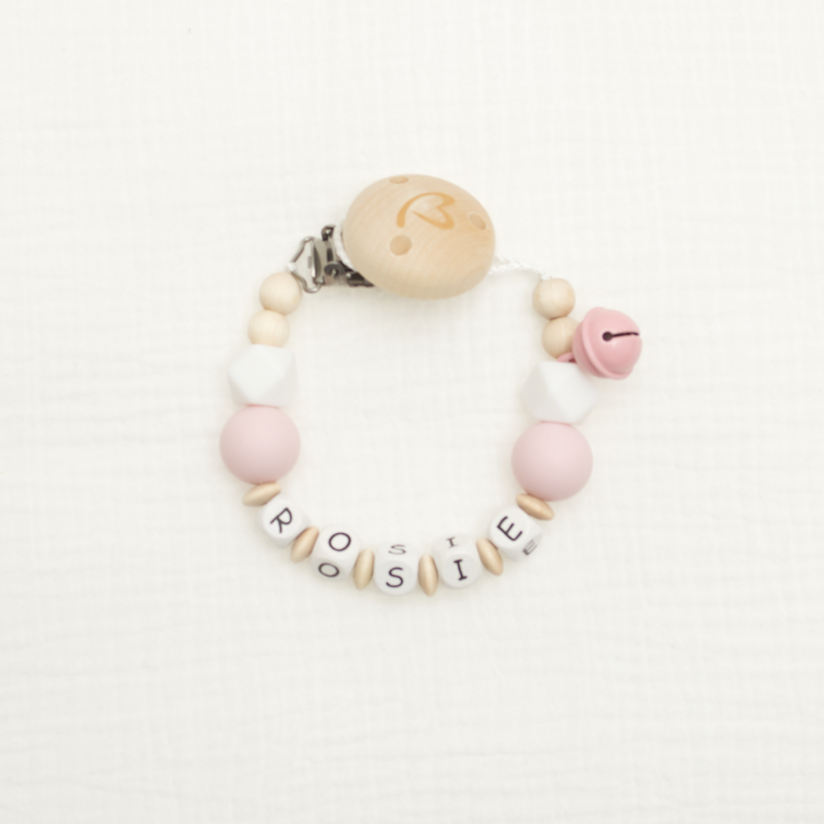 baby armband, Holzperlen, rosa Perlen, Buchstabenperlen, Namensarmband