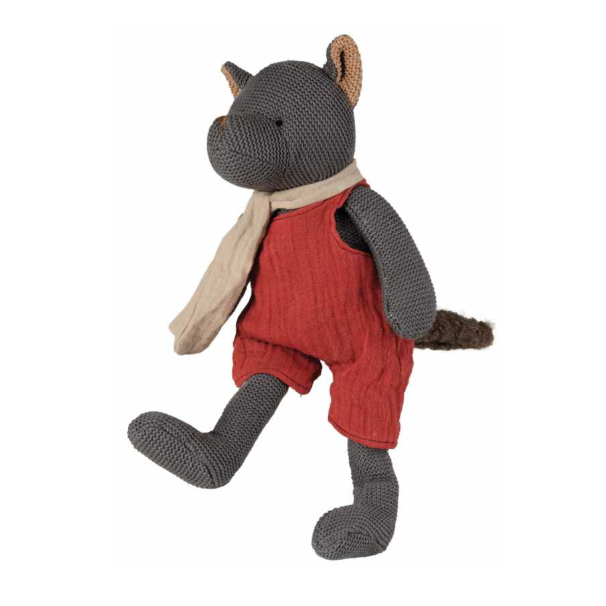 Plüschtier, Kuscheltier, Grau, Schal, Rot