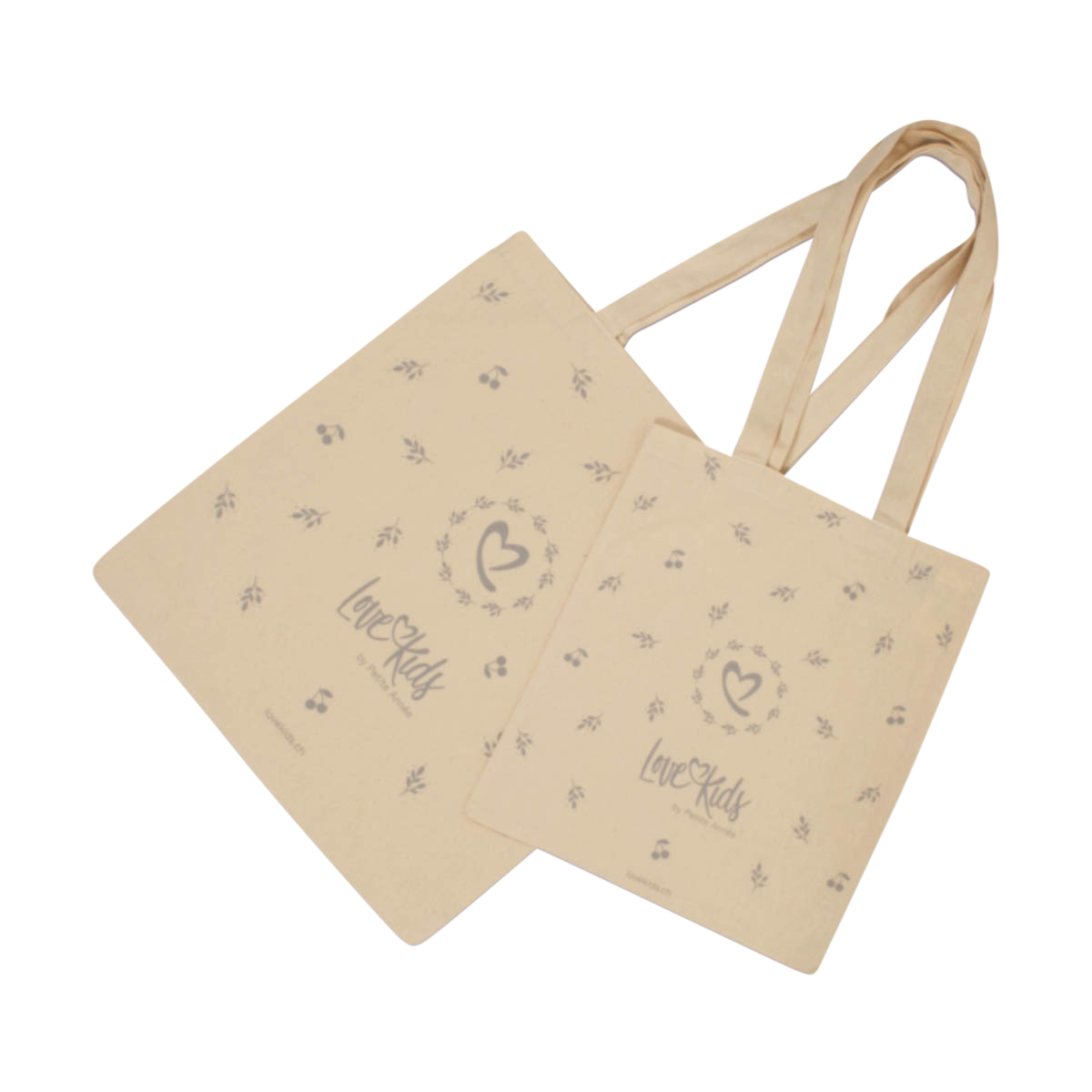 Tasche, Leinwandtasche, Beige, Herz-Motiv, Love Kids