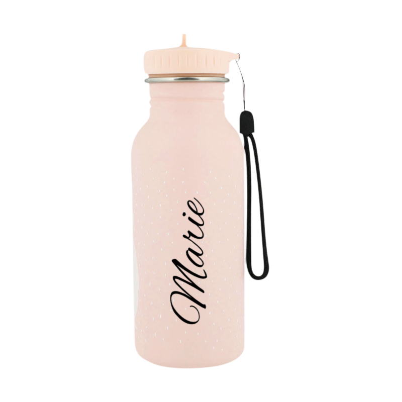Wasserflasche, rosa Flasche, Punktmuster, Trageriemen, Mauve