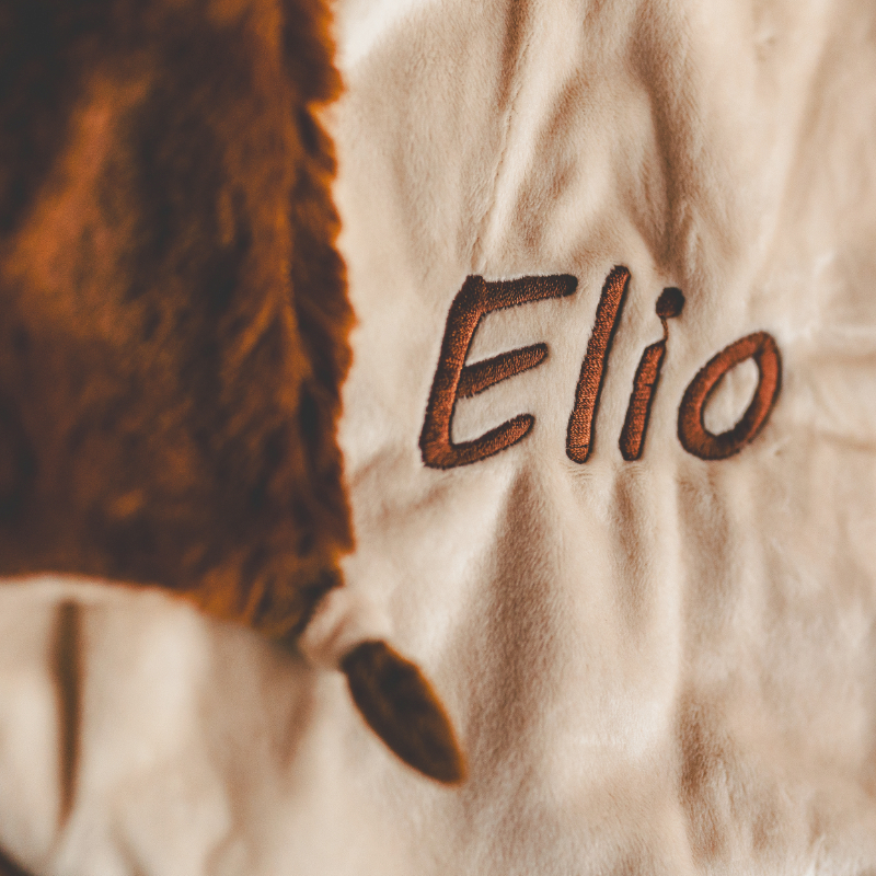 textile, embroidered, Ello, brown, cream
