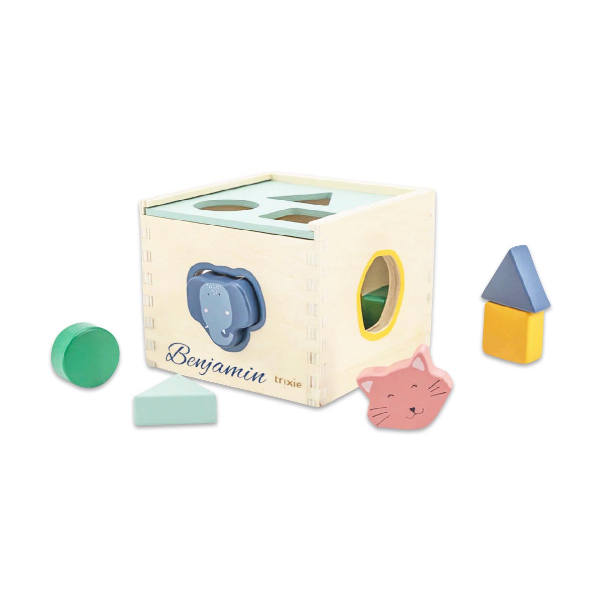 holzspielzeug, würfel, kätzchen, formenbausteine, spielbox