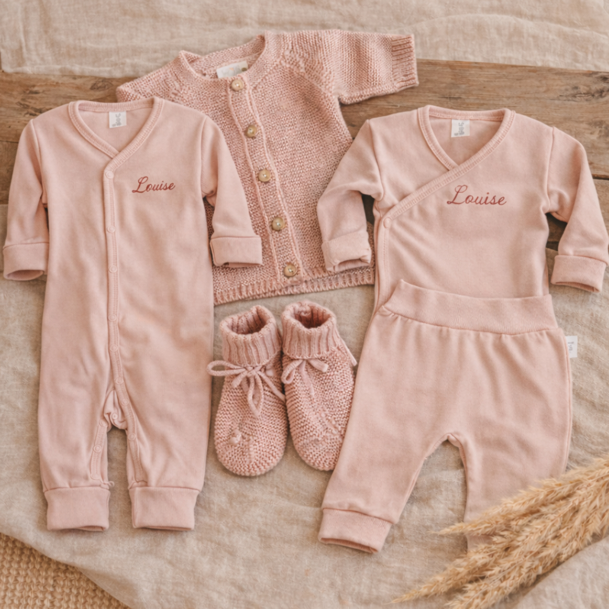 Babykleidung, Rosa, Strickjacke, Booties, Body