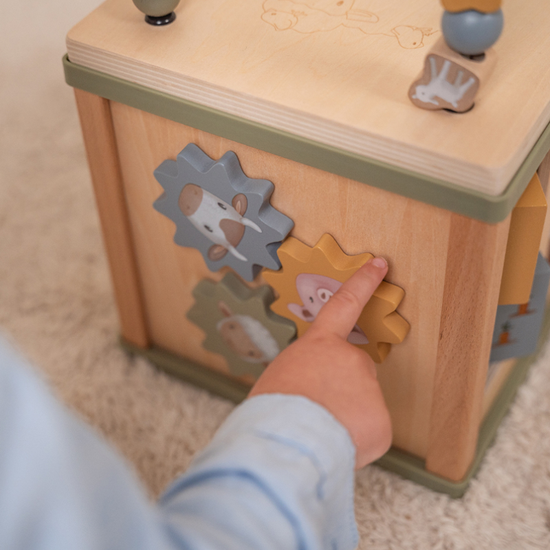 Holzspielzeug, Kletterteil, Puzzlescheiben, Tiermotive, Kinderwerkzeug