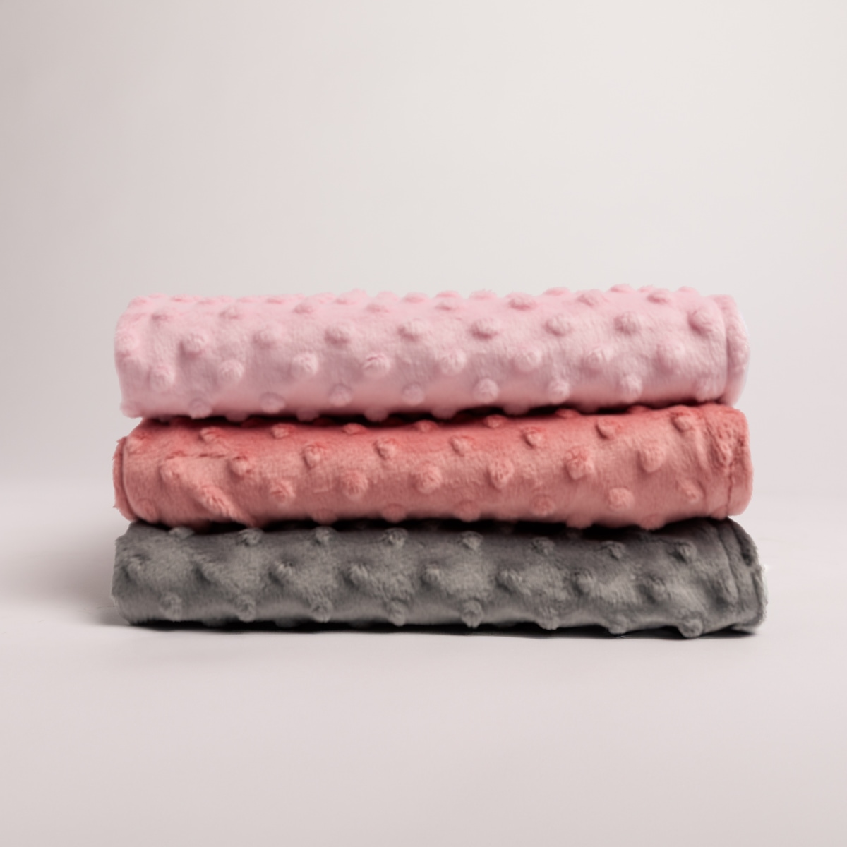 handtuch, plüsch, punkte, rosa, grau