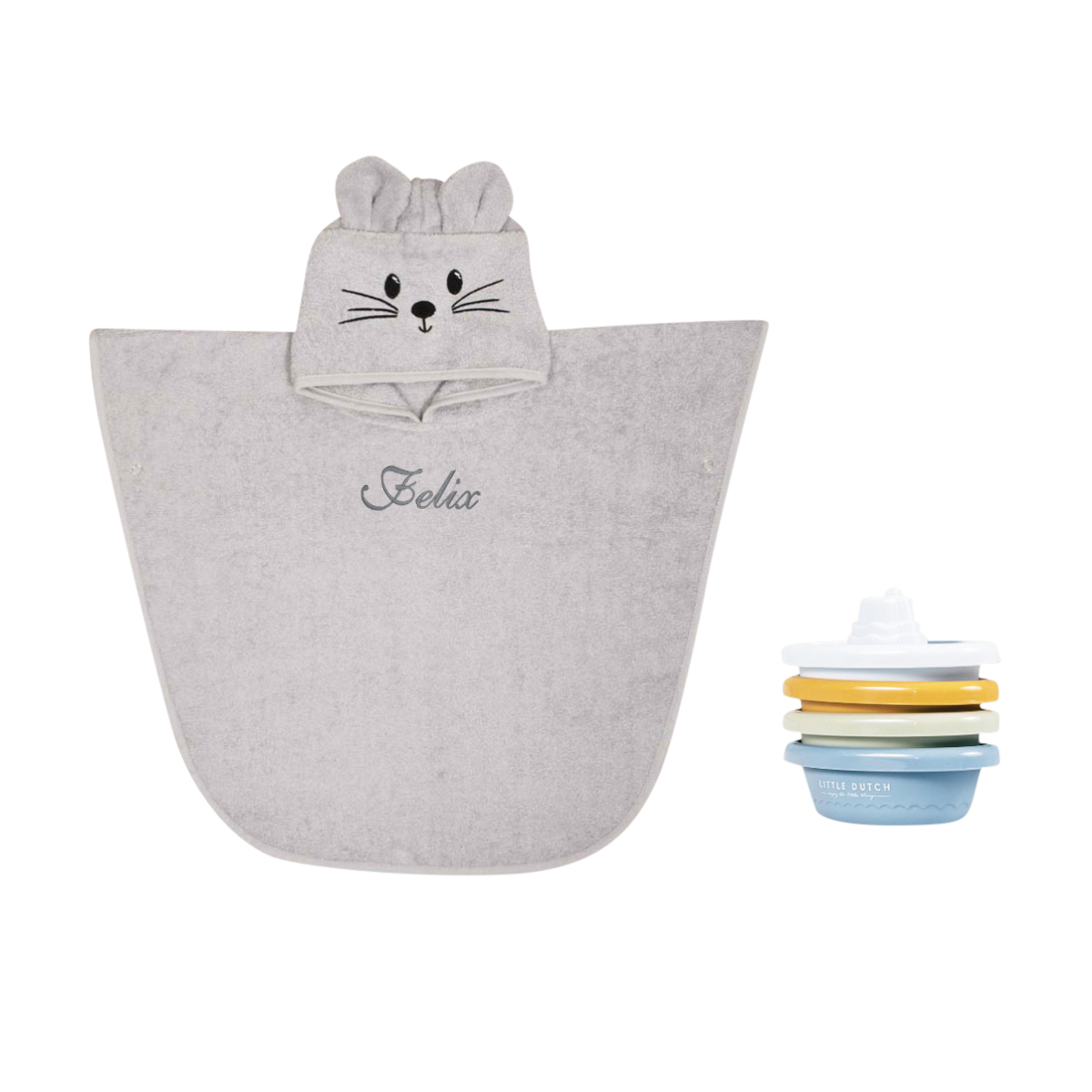 Baby-Poncho, Kapuzen-Handtuch, Hase Kapuze, graues Handtuch, weiches Trotin