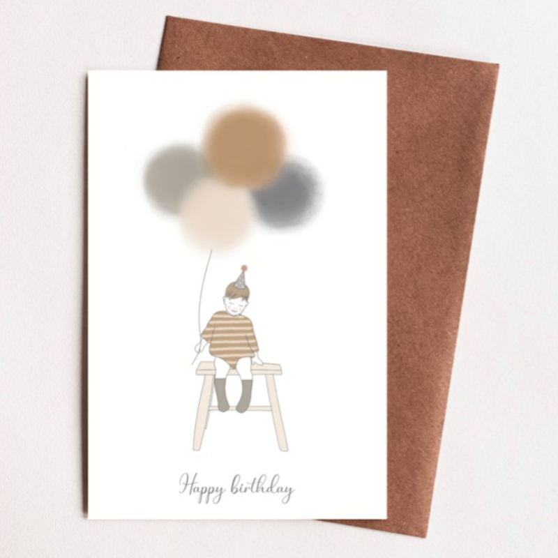 Gravur, Geburtstag, Karten, Illustration, Ballons