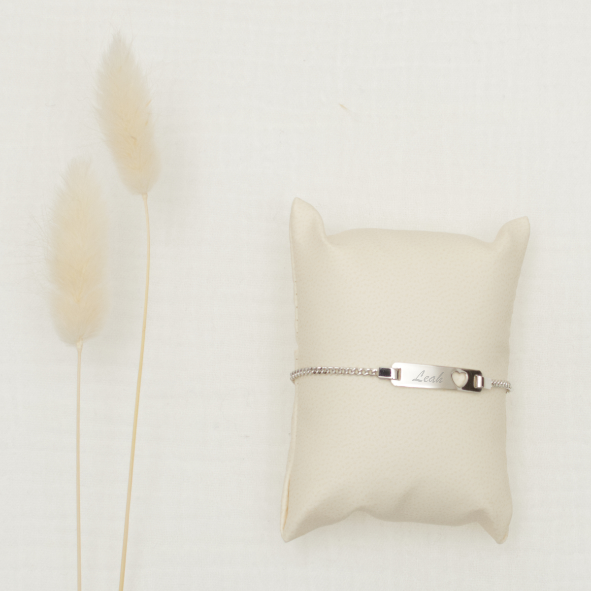 Schmuckband, Silber, Namensplakette, Herz, verstellbar