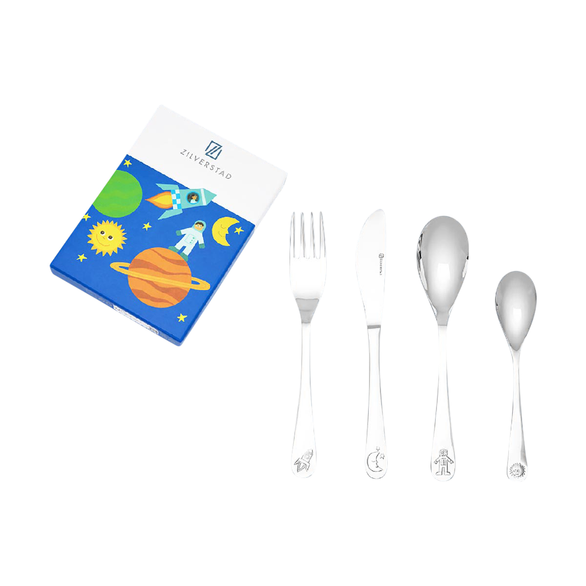 Besteckset, Gabeln, Löffel, Kinderthema, Stoff-Design