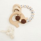 Holzspielzeug, Beißring, Buchenholz, Kringel mit Perlen, Baby-Rassel