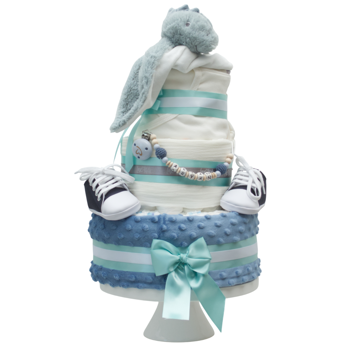 teddy, Bär, Baby-Shower-Torte, Fondant-Torte, blaue Schleife