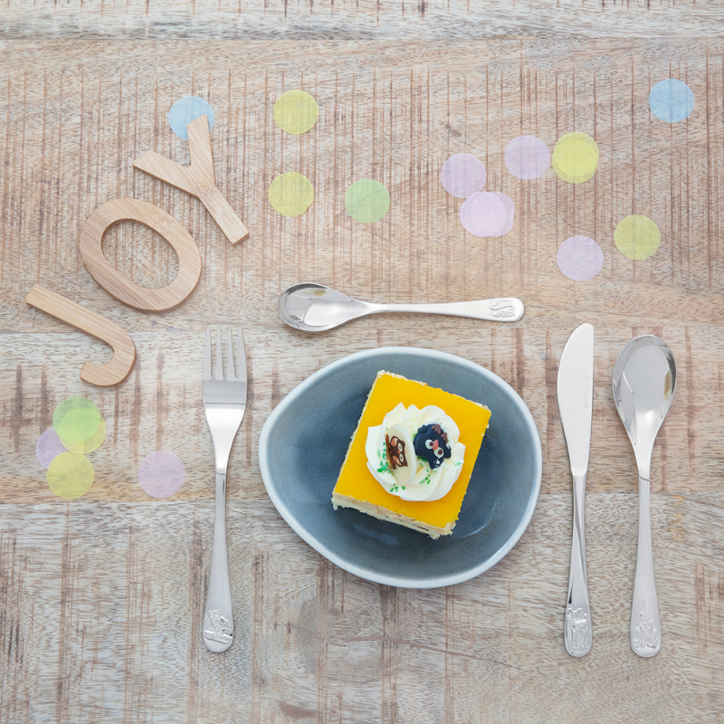 Kuchen, Dessert, Teller, Besteck, Konfetti