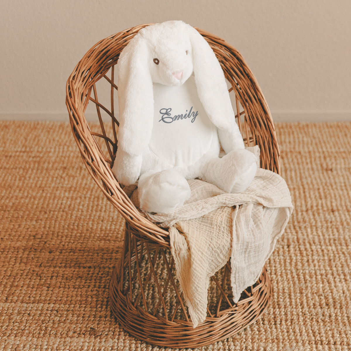 Plush Bunny, Hase, Spielzeug, Kuscheltier, Wicker Basket
