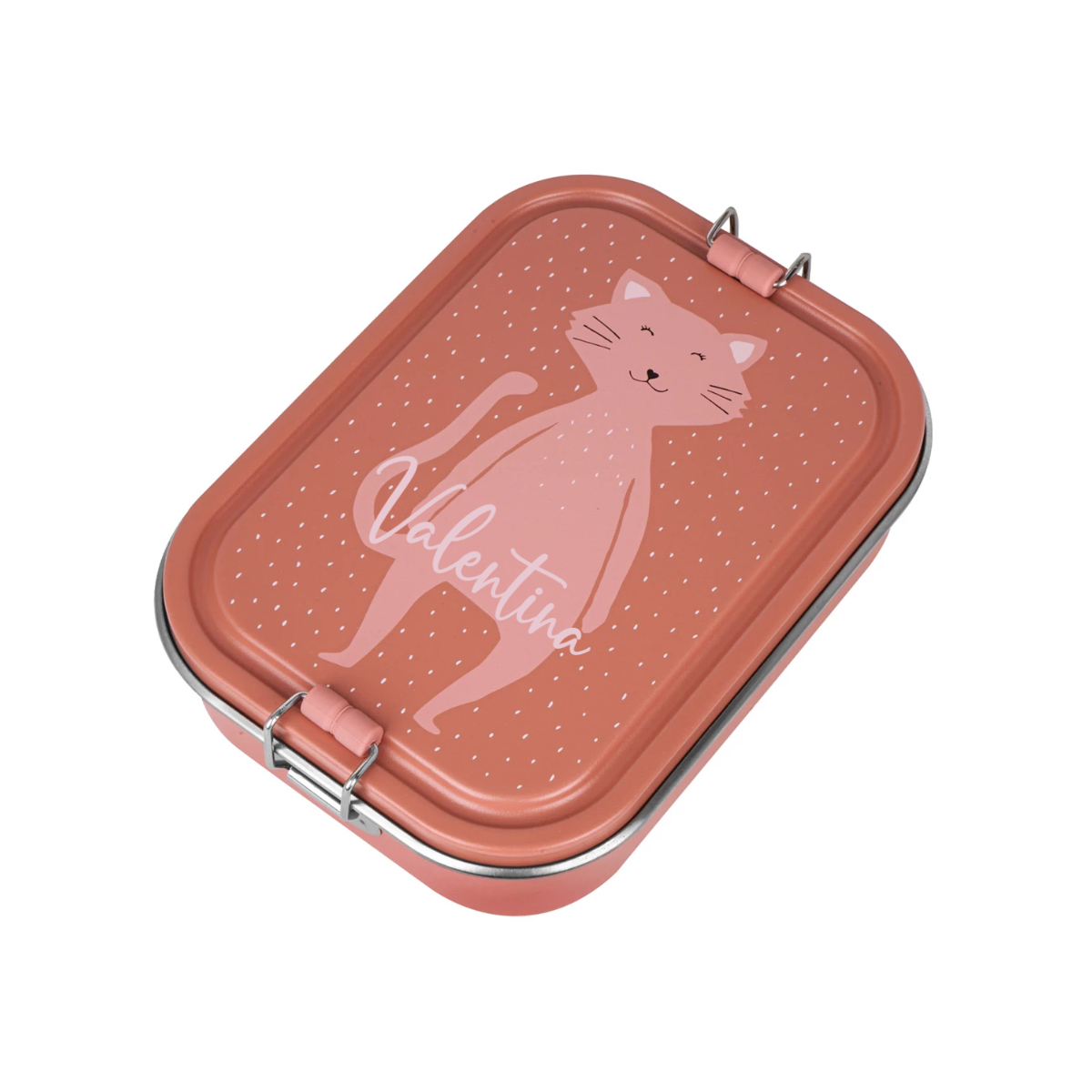 katze, brotdose, pink, muster, Valentina