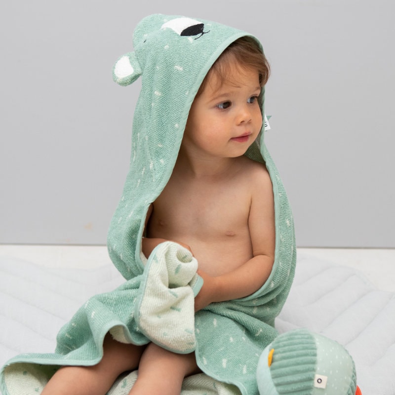 baby, towel, hooded, green, soft fabric