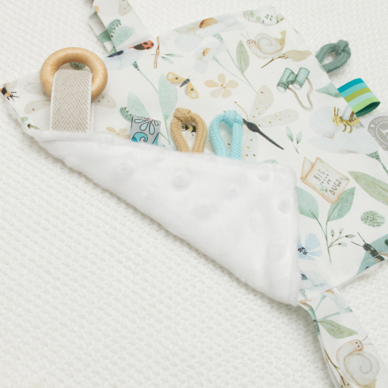 Babydecke, Baumwolle, Pastellmuster, Rassel-Schlaufen, Holoring