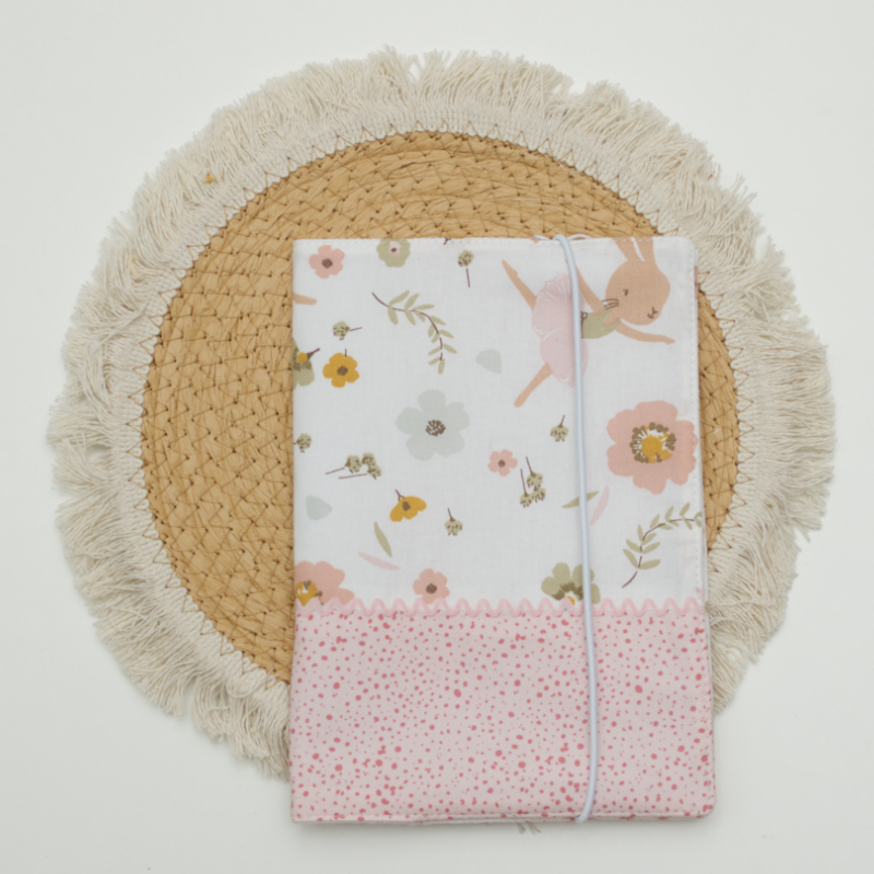 Notizbuch, Notizbuch,  floral pattern, pink dotted, elastic closure