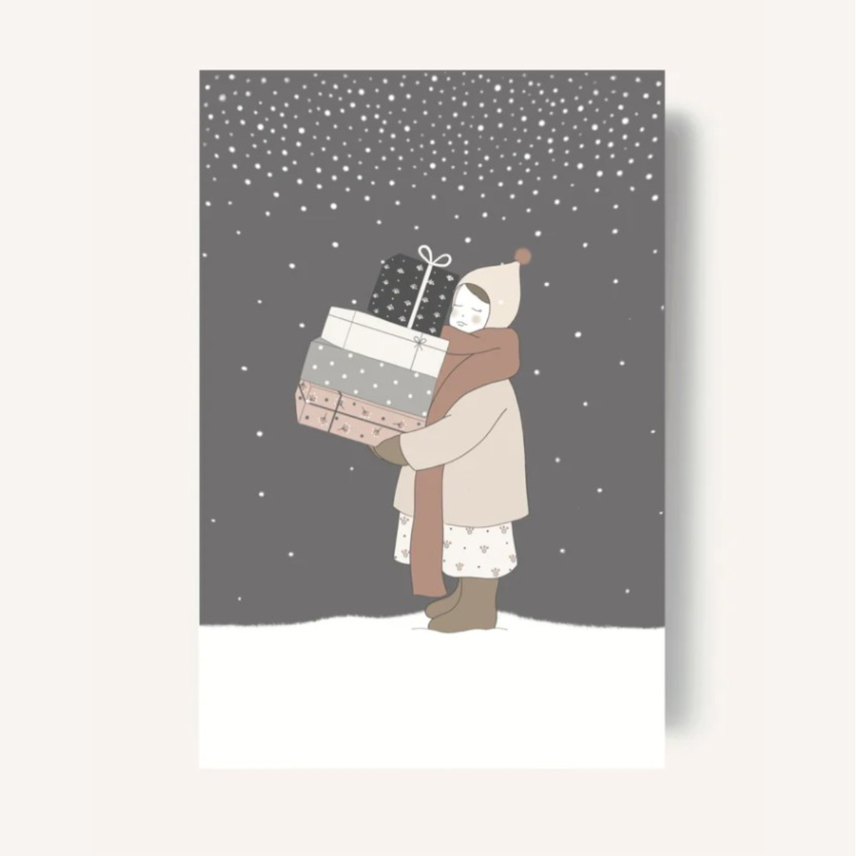 Geschenk, Paket, Winter, Mantel, Schneefall
