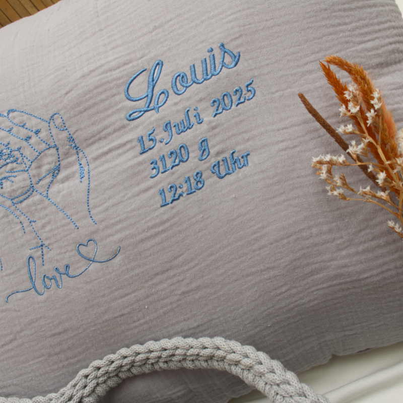 kissen, textil, stickerei, datum, blumen