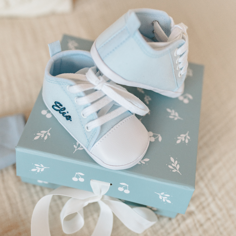 baby shoes, prewalker, blau, canvas, schnürsenkel