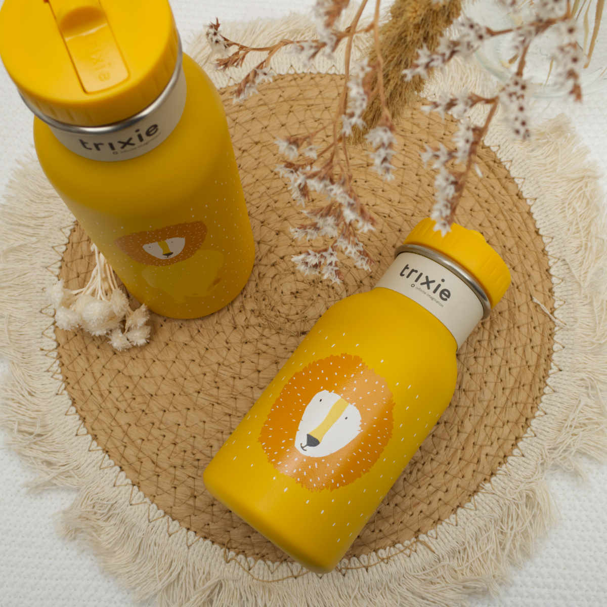 Trinkflasche, Kinderflasche, Gelb, Löwendesign, Wiederverwendbare Flasche