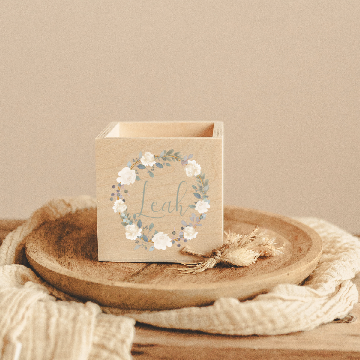 holzbox, blumenkranz, geschenkbox, holz, wandern?