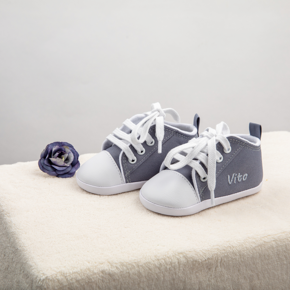 Sneaker, Baby shoes, Grau, Canvas, Schnürschuhe
