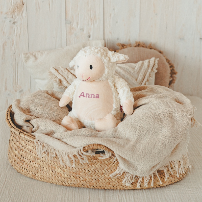 Plüschtier, Schaf, Sheep plush, Korb, Kinderdeko