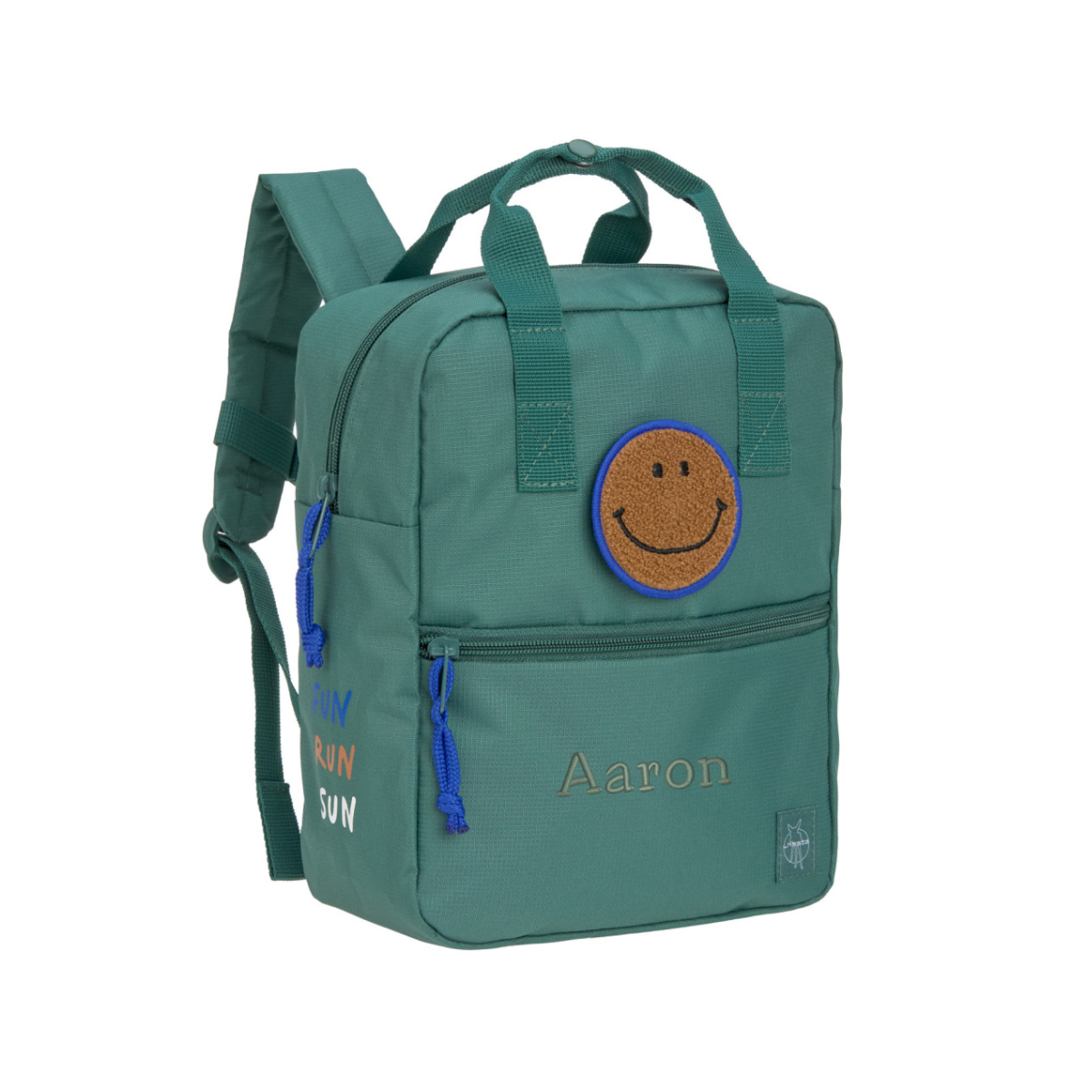 Rucksack, Schultasche, Backpack, Grün, Smiley-Patch