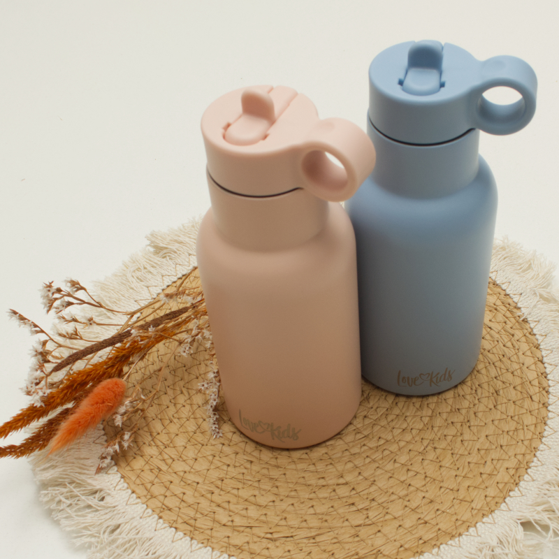 Wasserflasche, Wiederverwendbare Flasche, Kinderflasche, Pastellrosa, Pastellblau