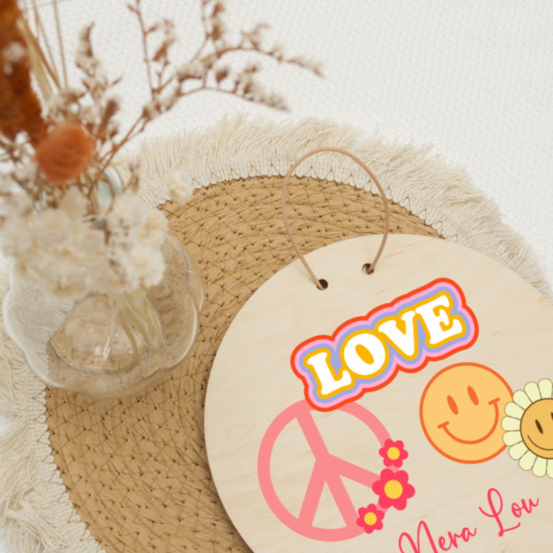 Holzanhänger, Love, Peacezeichen, Smileys, Blumen